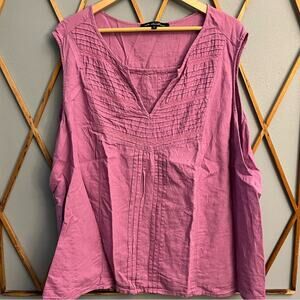 Ava Christine Linen Blend Sleeveless Blouse